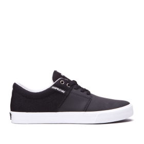 Tenis Bajos Supra STACKS II VULC Hombre Negras/Gris/Blancas (MX-10666)